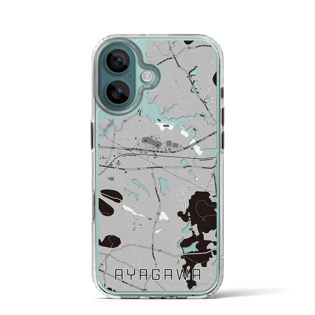 【綾川(香川県)】地図柄iPhoneケース(MagSafeタイプ)モノトーン・iPhone 16 Pro 用