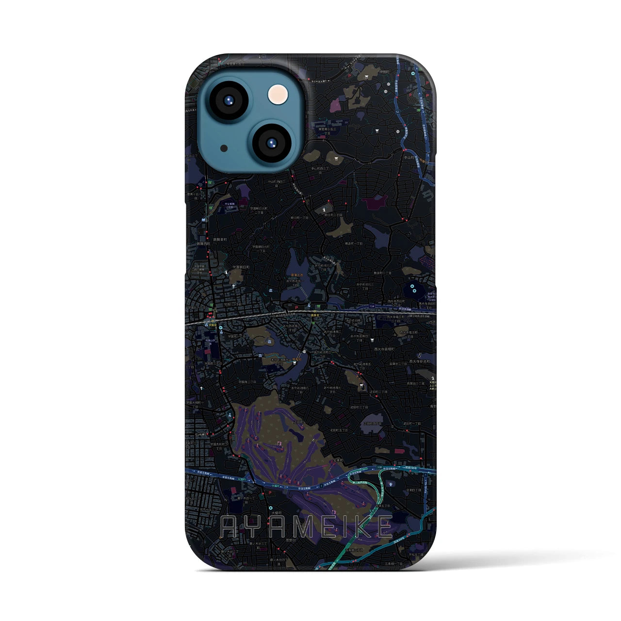 【菖蒲池（奈良県）】地図柄iPhoneケース（バックカバータイプ）