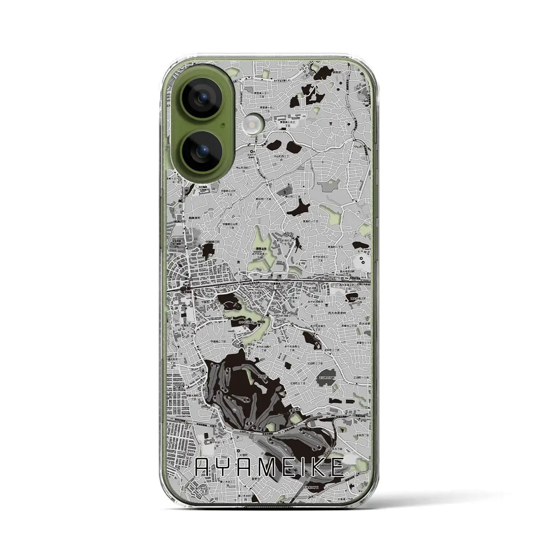 【菖蒲池（奈良県）】地図柄iPhoneケース（クリアタイプ）モノトーン・iPhone 17 Pro Max 用