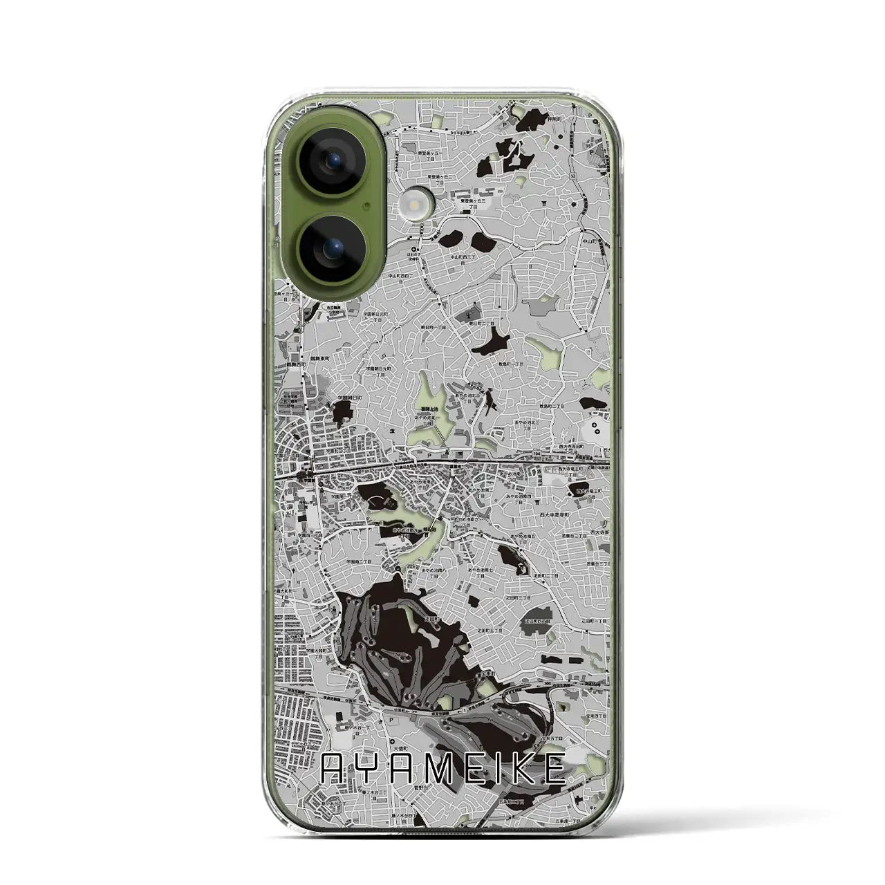 【菖蒲池（奈良県）】地図柄iPhoneケース（クリアタイプ）モノトーン・iPhone 17 Pro Max 用