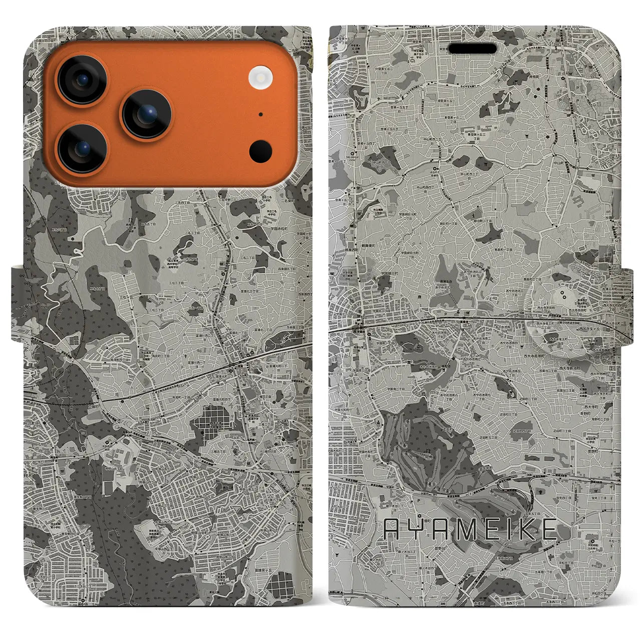 【菖蒲池（奈良県）】地図柄iPhoneケース（手帳タイプ）