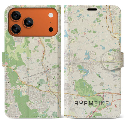 【菖蒲池（奈良県）】地図柄iPhoneケース（手帳タイプ）