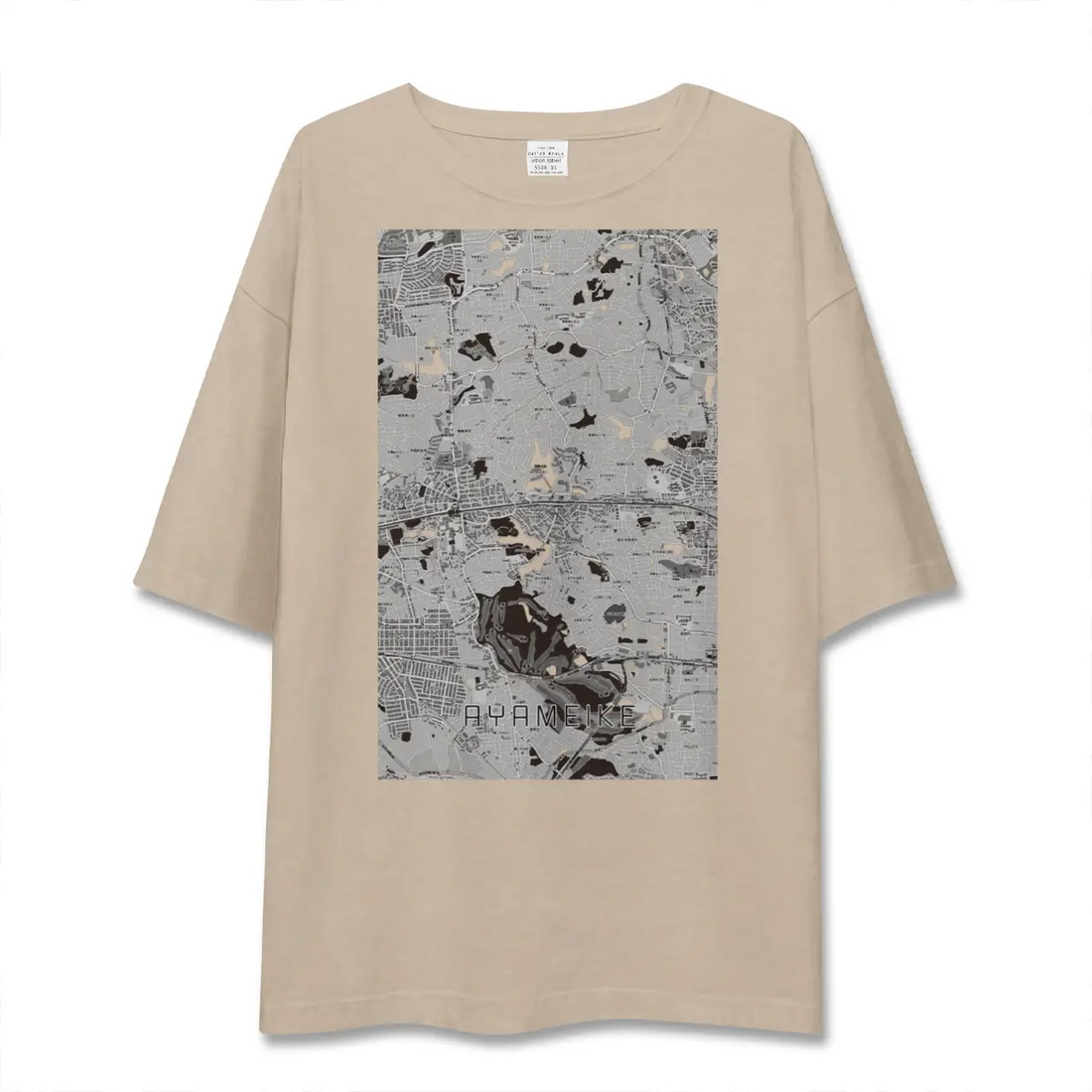 【菖蒲池(奈良県)】地図柄ビッグシルエットTシャツ
