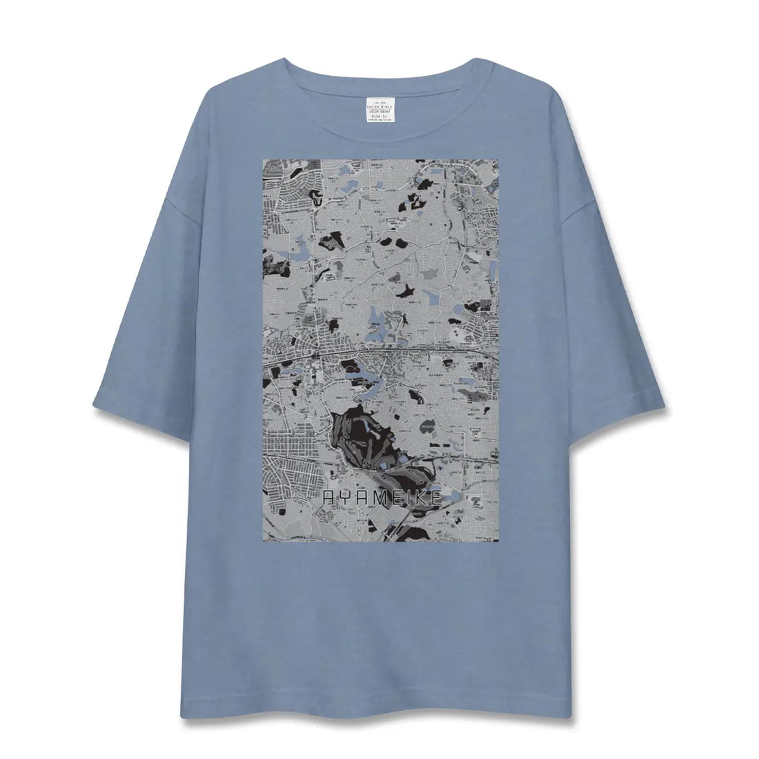 【菖蒲池（奈良県）】地図柄ビッグシルエットTシャツ