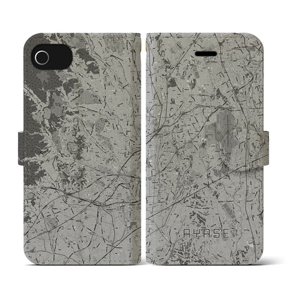 【綾瀬（神奈川県）】地図柄iPhoneケース（手帳タイプ）モノトーン・iPhone SE（第3 / 第2世代） / 8 / 7 / 6s / 6 用