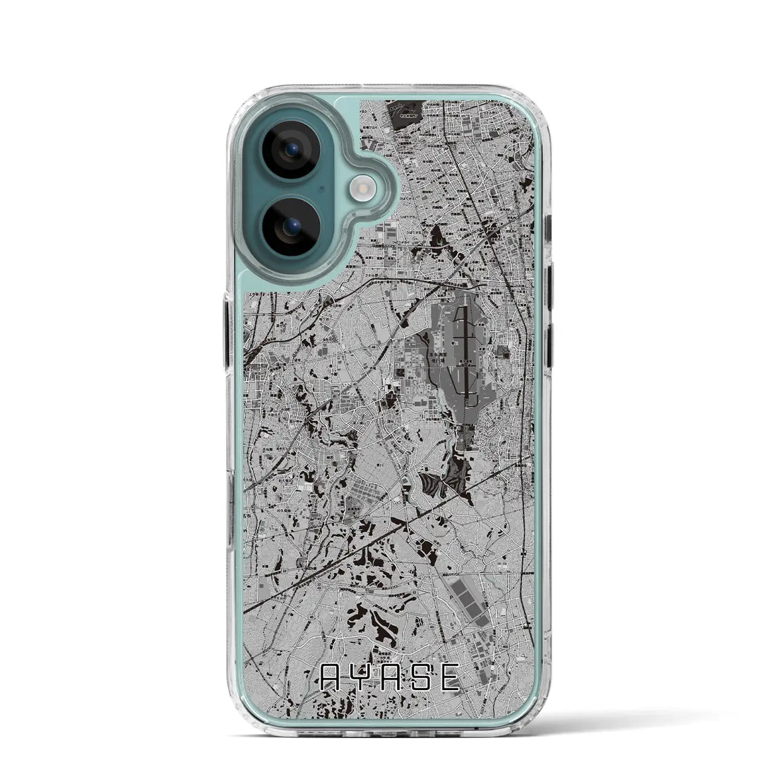 【綾瀬(神奈川県)】地図柄iPhoneケース(MagSafeタイプ)モノトーン・iPhone 16 Pro 用