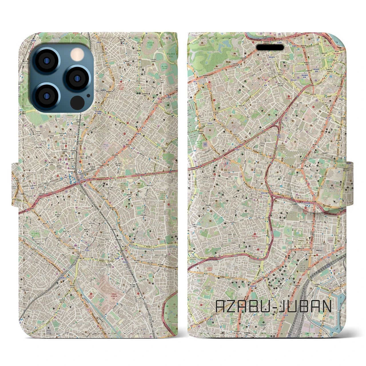 【麻布十番（東京都）】地図柄iPhoneケース（手帳タイプ）