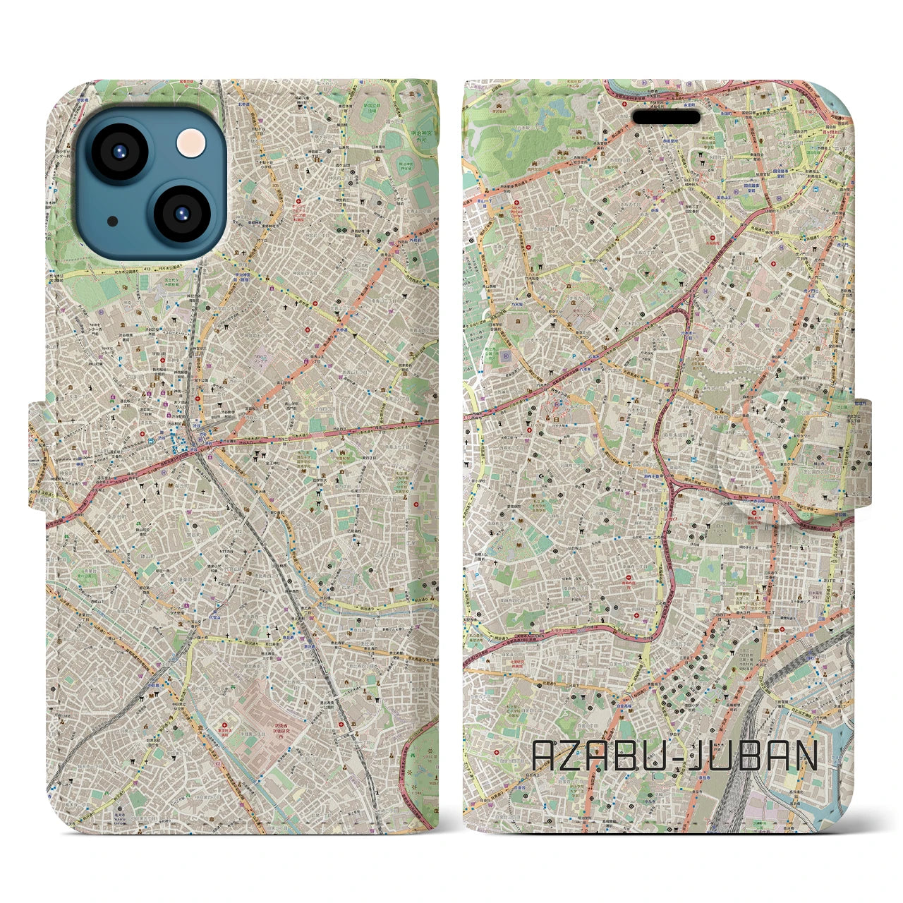 【麻布十番（東京都）】地図柄iPhoneケース（手帳タイプ）