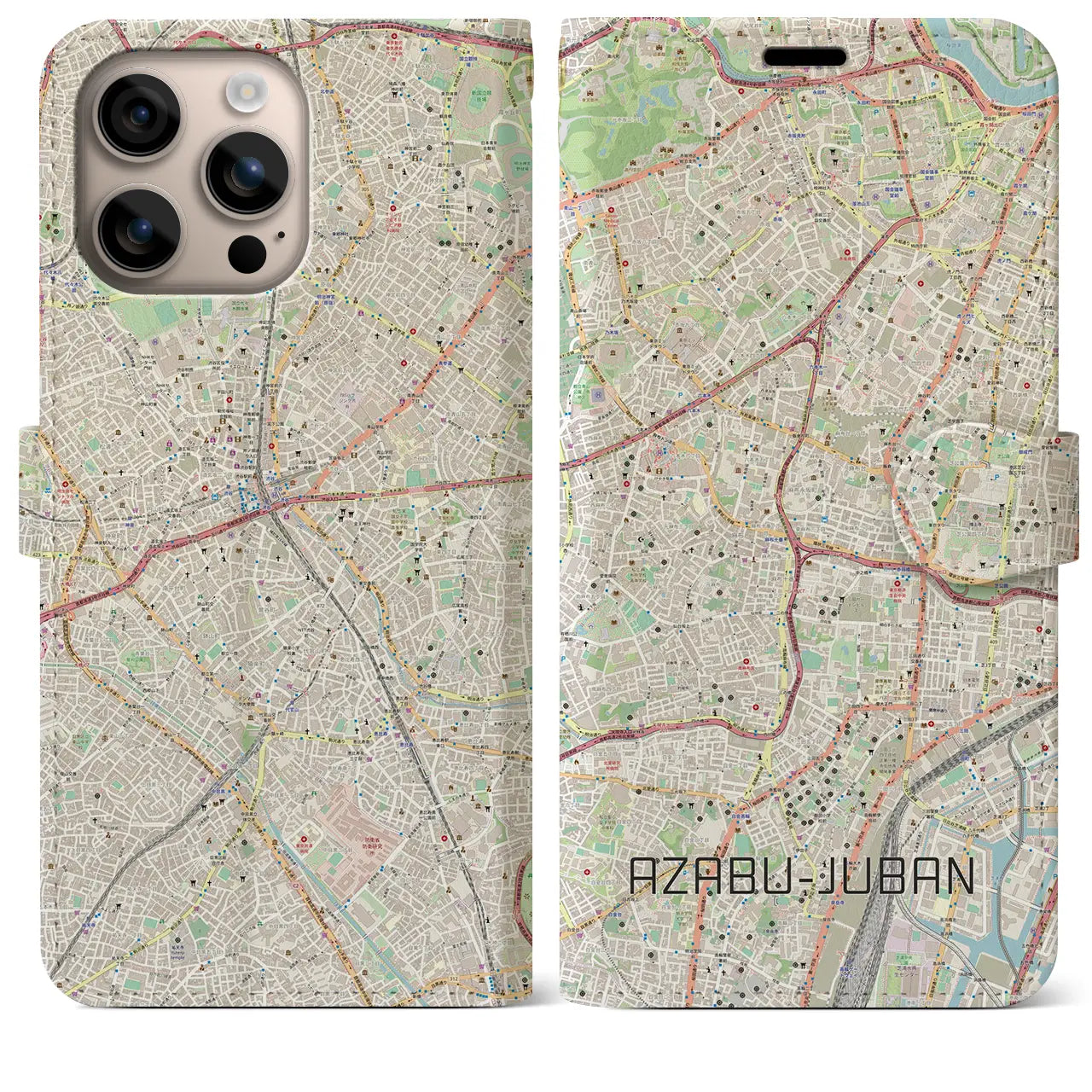 【麻布十番（東京都）】地図柄iPhoneケース（手帳タイプ）