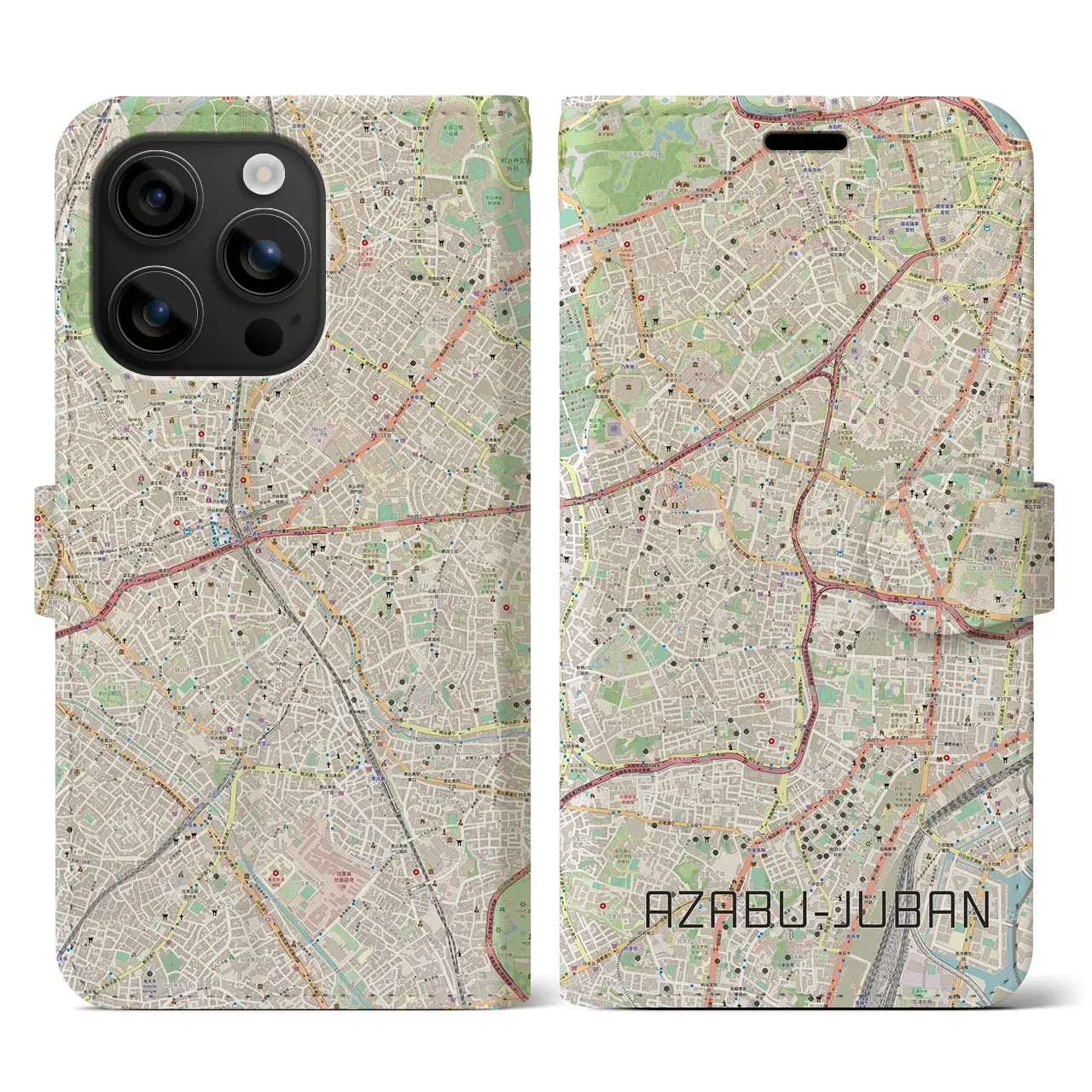【麻布十番（東京都）】地図柄iPhoneケース（手帳タイプ）