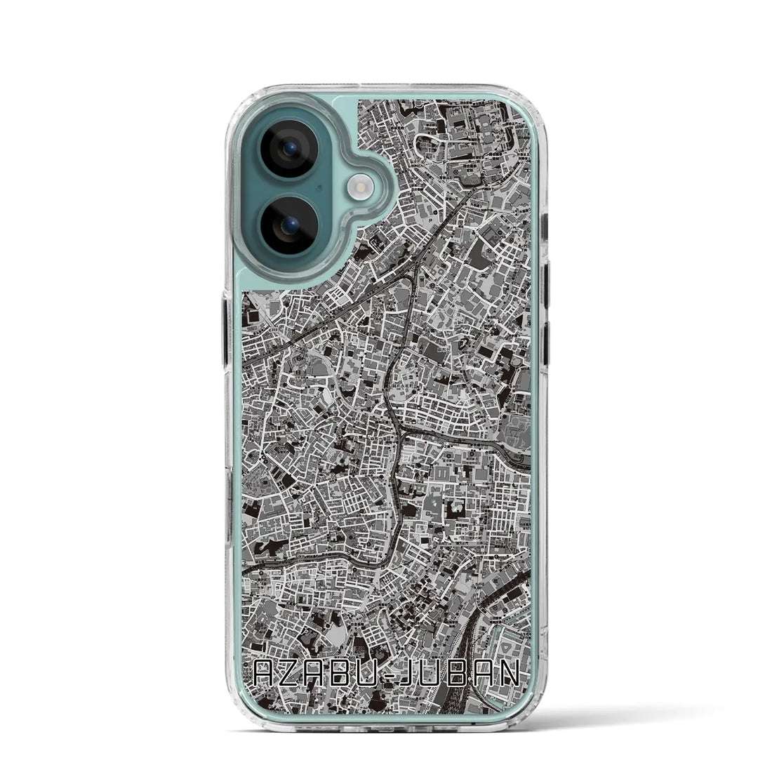 【麻布十番(東京都)】地図柄iPhoneケース(MagSafeタイプ)モノトーン・iPhone 16 Pro 用