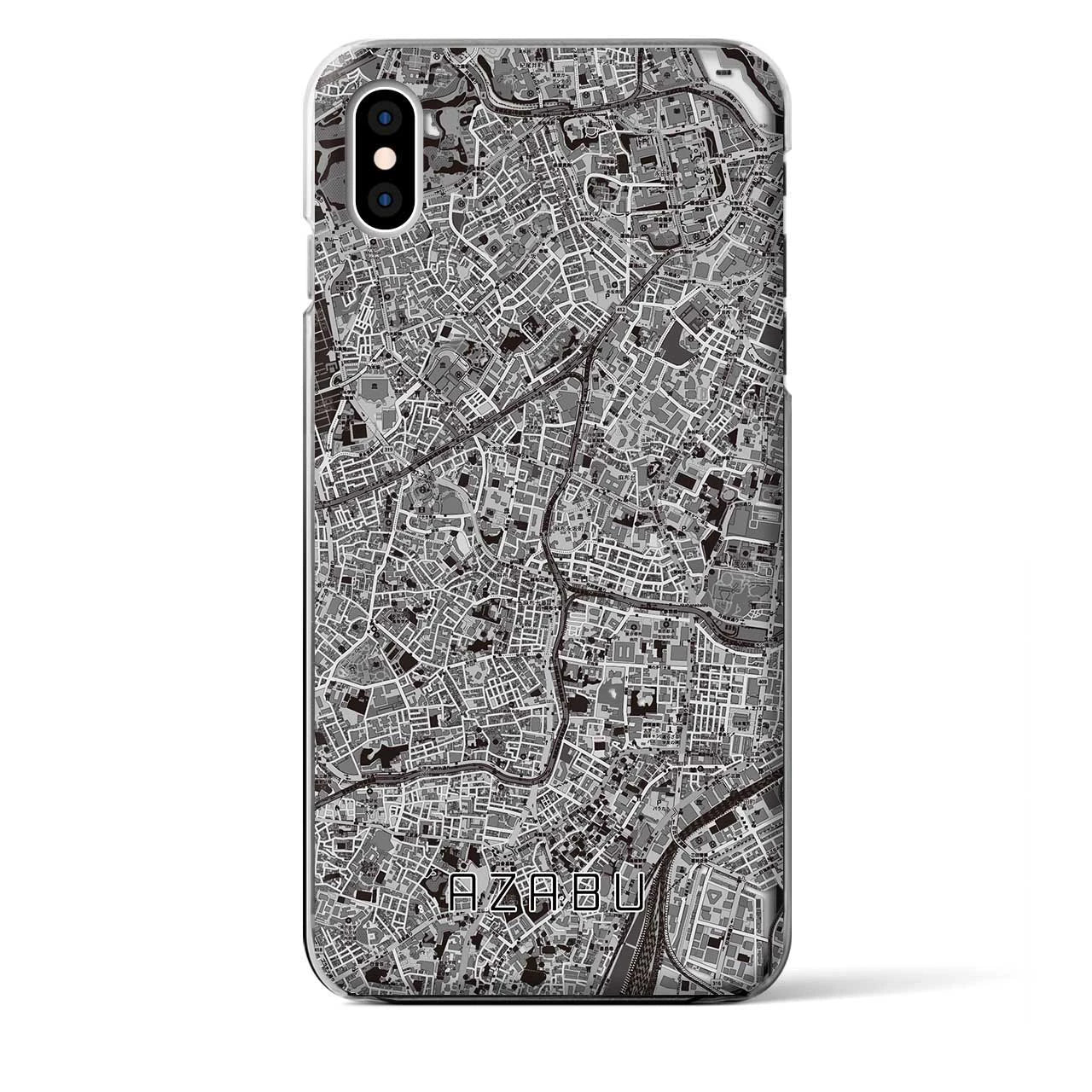 【麻布（東京都）】地図柄iPhoneケース（クリアタイプ）モノトーン・iPhone XS Max 用