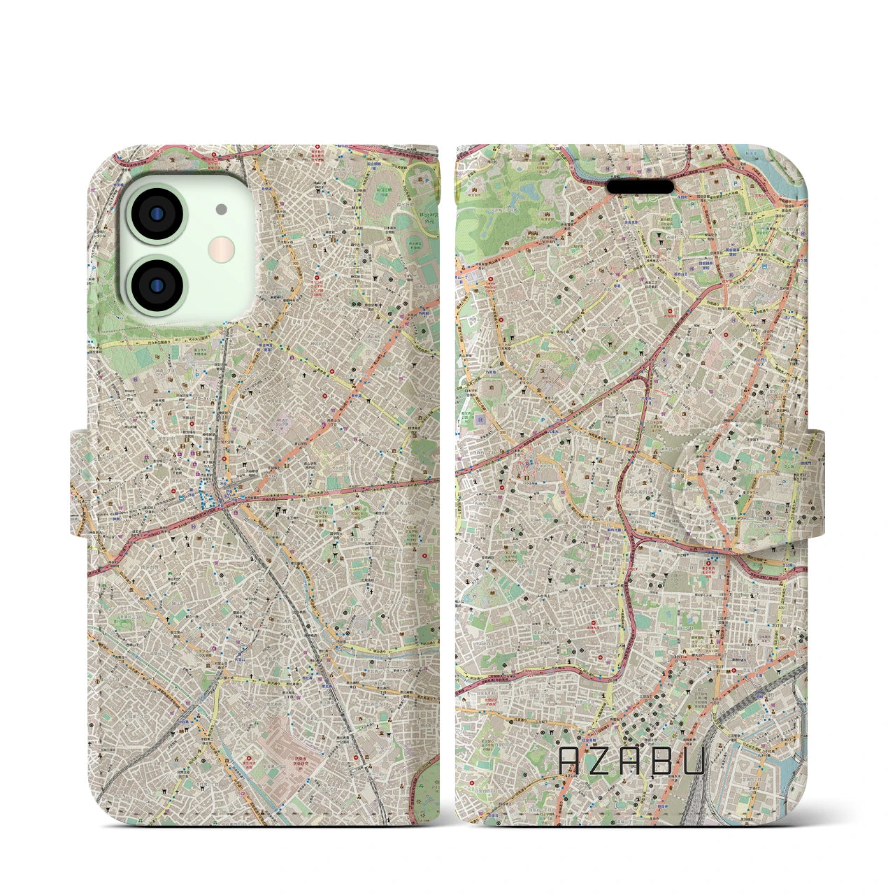 【麻布（東京都）】地図柄iPhoneケース（手帳タイプ）