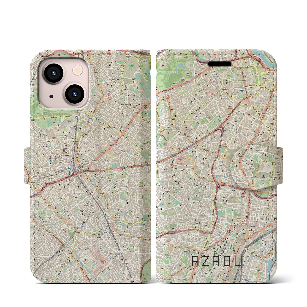 【麻布（東京都）】地図柄iPhoneケース（手帳タイプ）