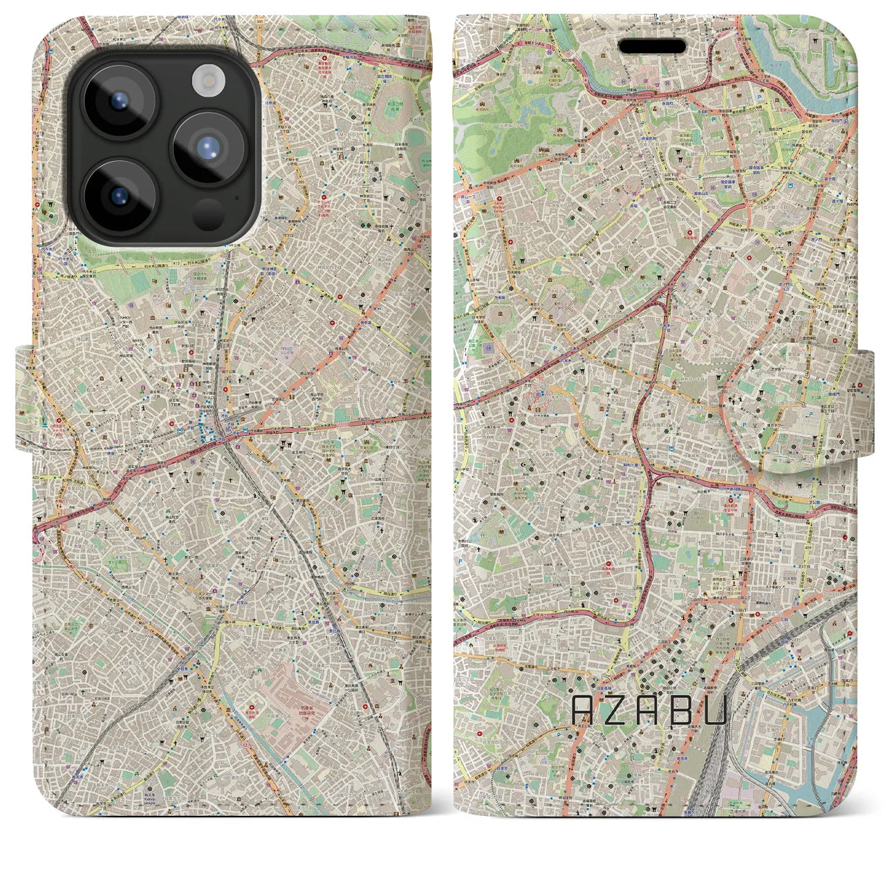 【麻布（東京都）】地図柄iPhoneケース（手帳タイプ）
