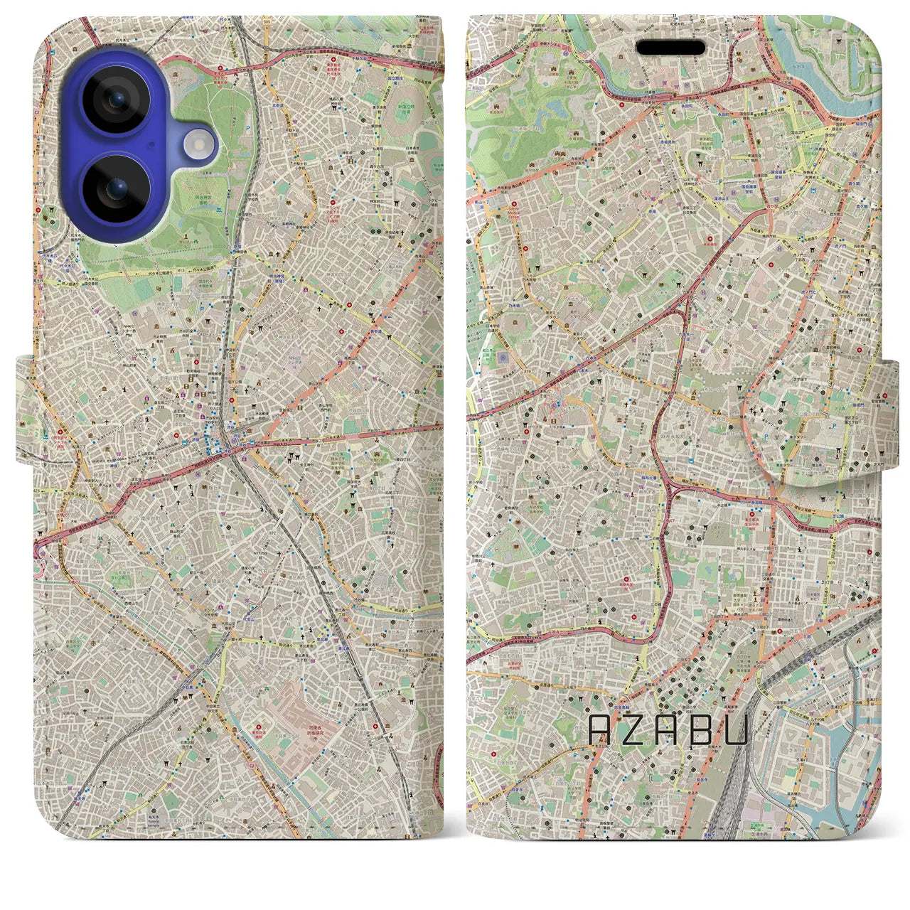 【麻布（東京都）】地図柄iPhoneケース（手帳タイプ）
