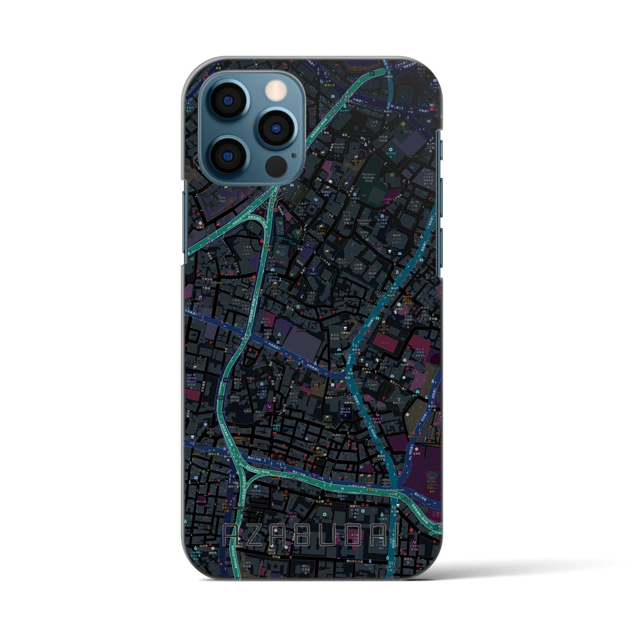 【麻布台（東京都）】地図柄iPhoneケース（バックカバータイプ）