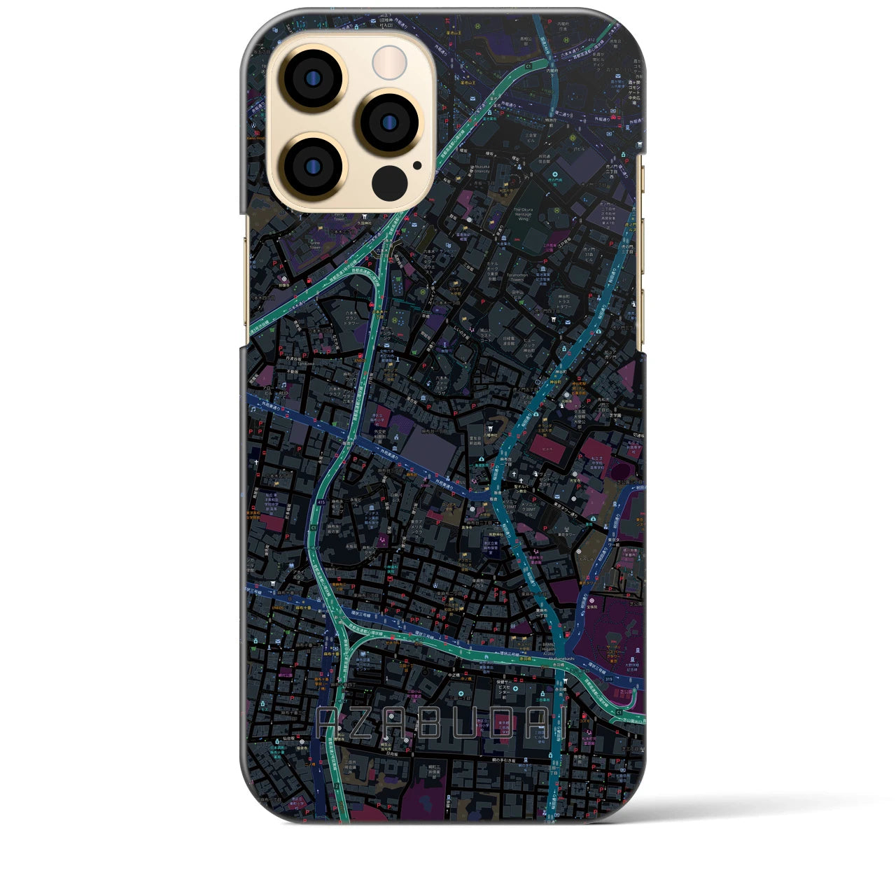 【麻布台（東京都）】地図柄iPhoneケース（バックカバータイプ）