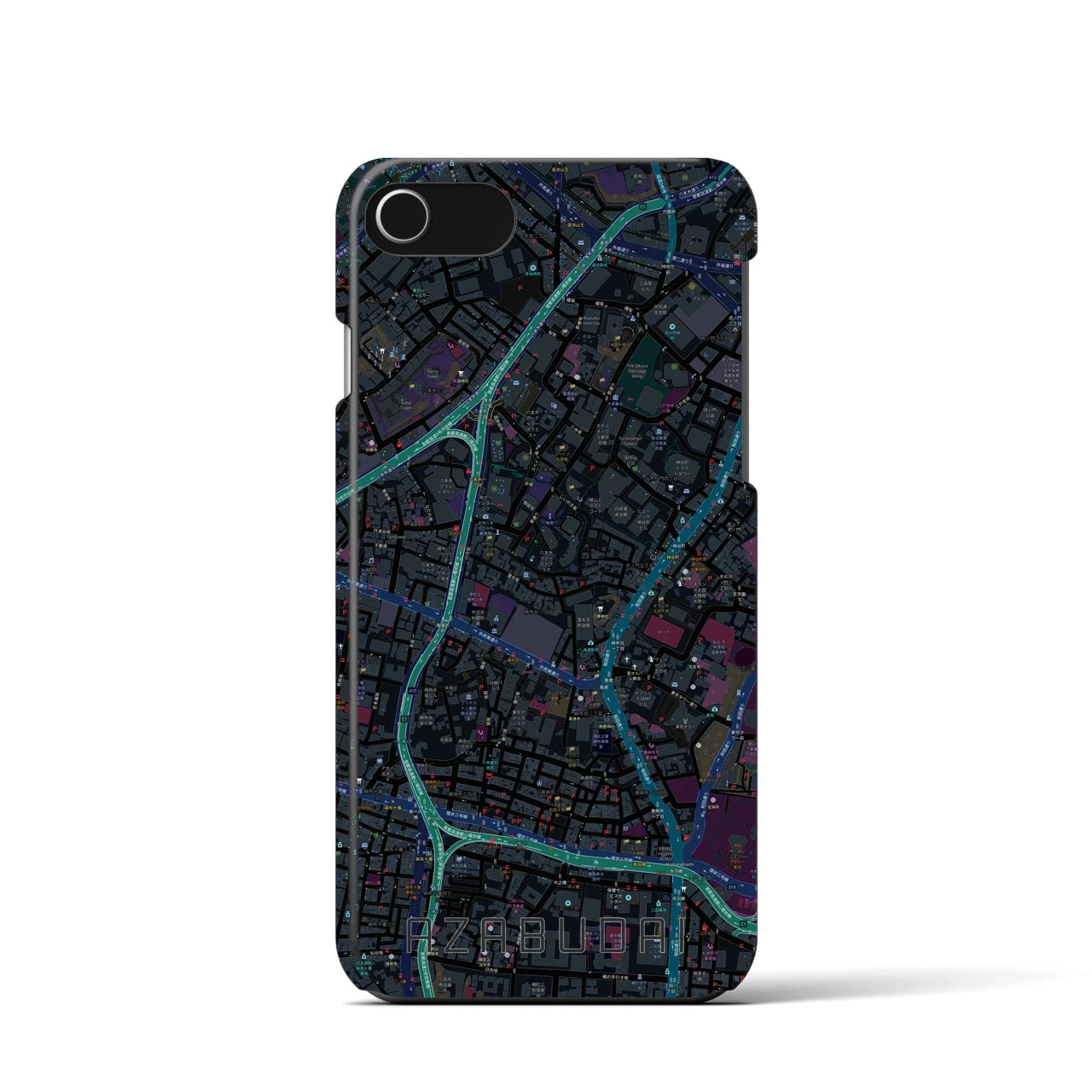【麻布台（東京都）】地図柄iPhoneケース（バックカバータイプ）