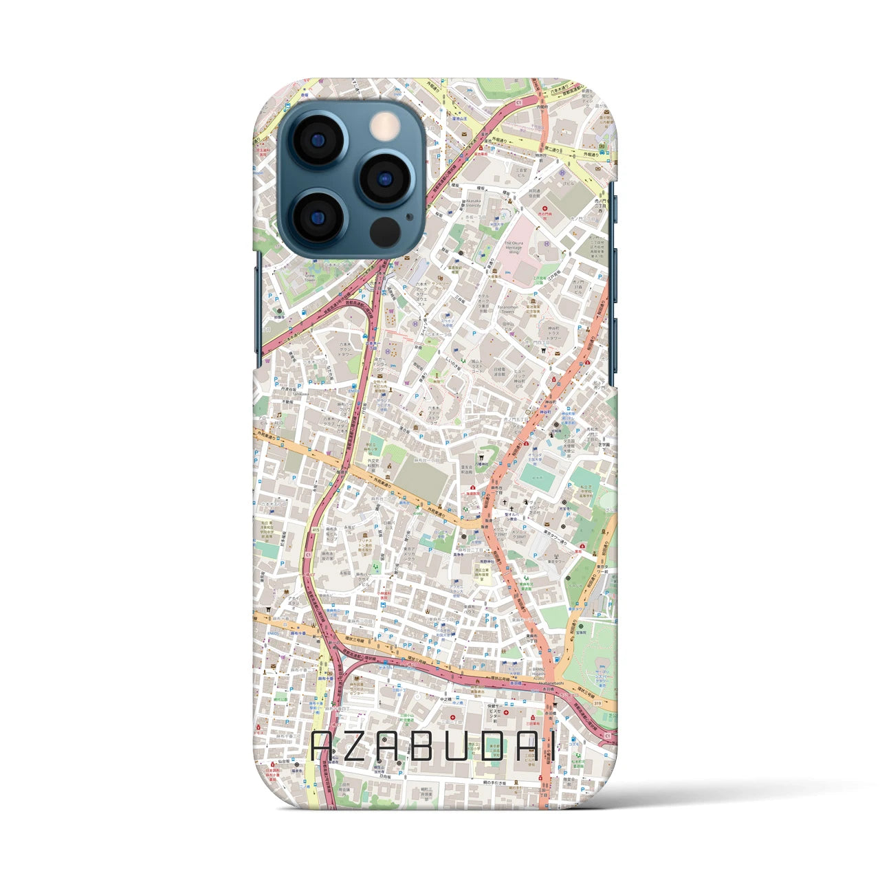 【麻布台（東京都）】地図柄iPhoneケース（バックカバータイプ）
