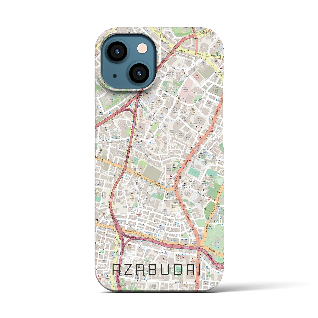 【麻布台（東京都）】地図柄iPhoneケース（バックカバータイプ）
