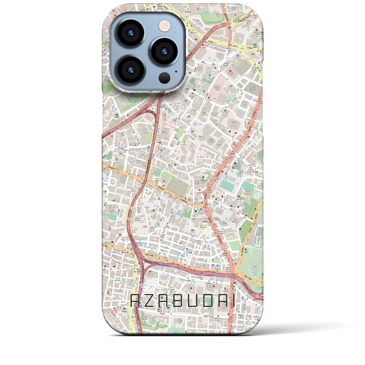 【麻布台（東京都）】地図柄iPhoneケース（バックカバータイプ）