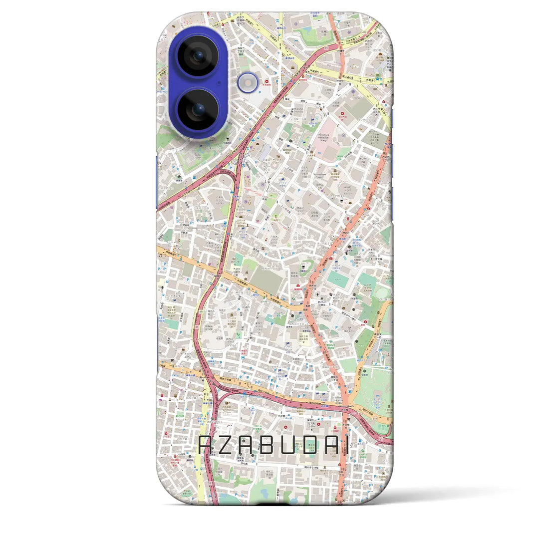 【麻布台(東京都)】地図柄iPhoneケース(バックカバータイプ)ブラック・iPhone 16 Pro Max 用