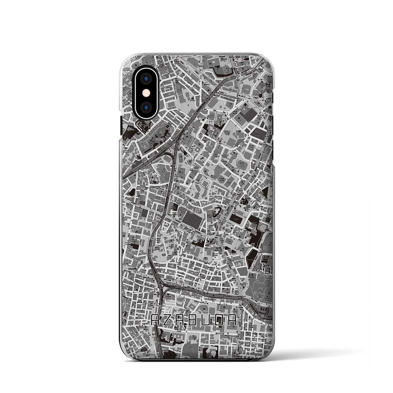 【麻布台（東京都）】地図柄iPhoneケース（クリアタイプ）モノトーン・iPhone XS / X 用