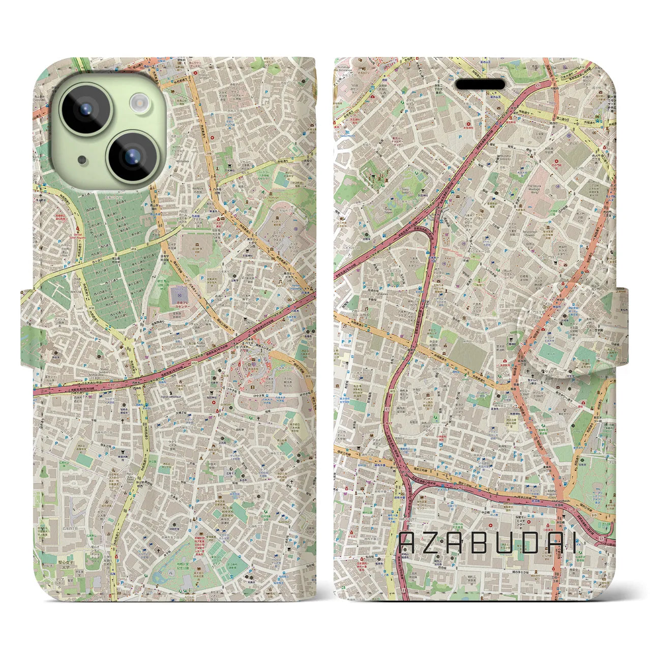 【麻布台（東京都）】地図柄iPhoneケース（手帳タイプ）