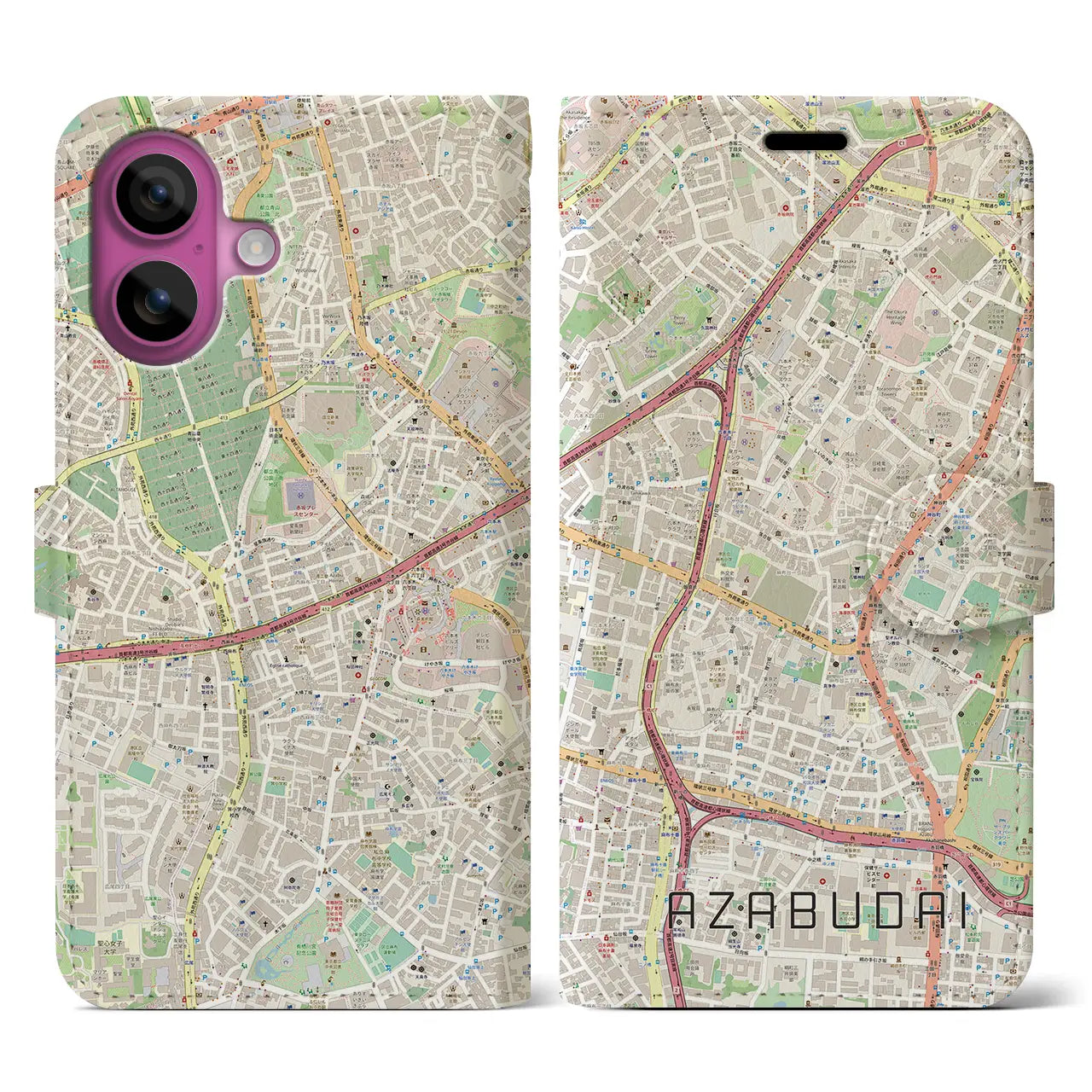 【麻布台（東京都）】地図柄iPhoneケース（手帳タイプ）