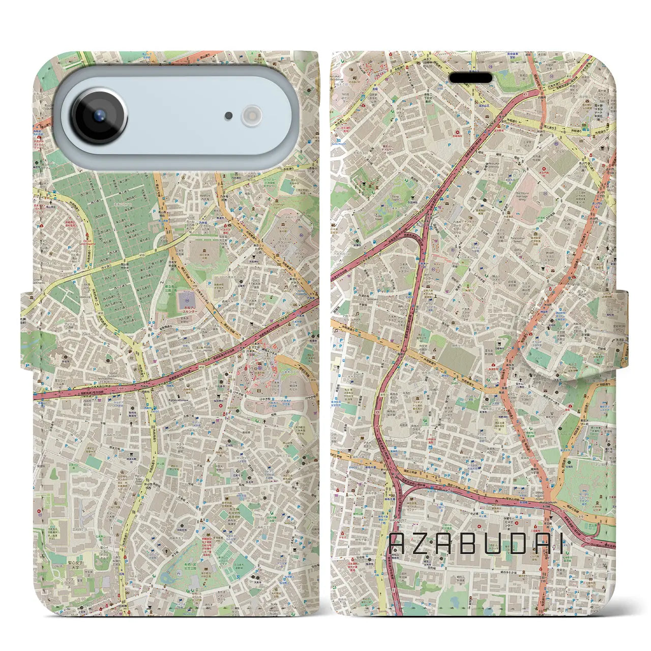 【麻布台（東京都）】地図柄iPhoneケース（手帳タイプ）