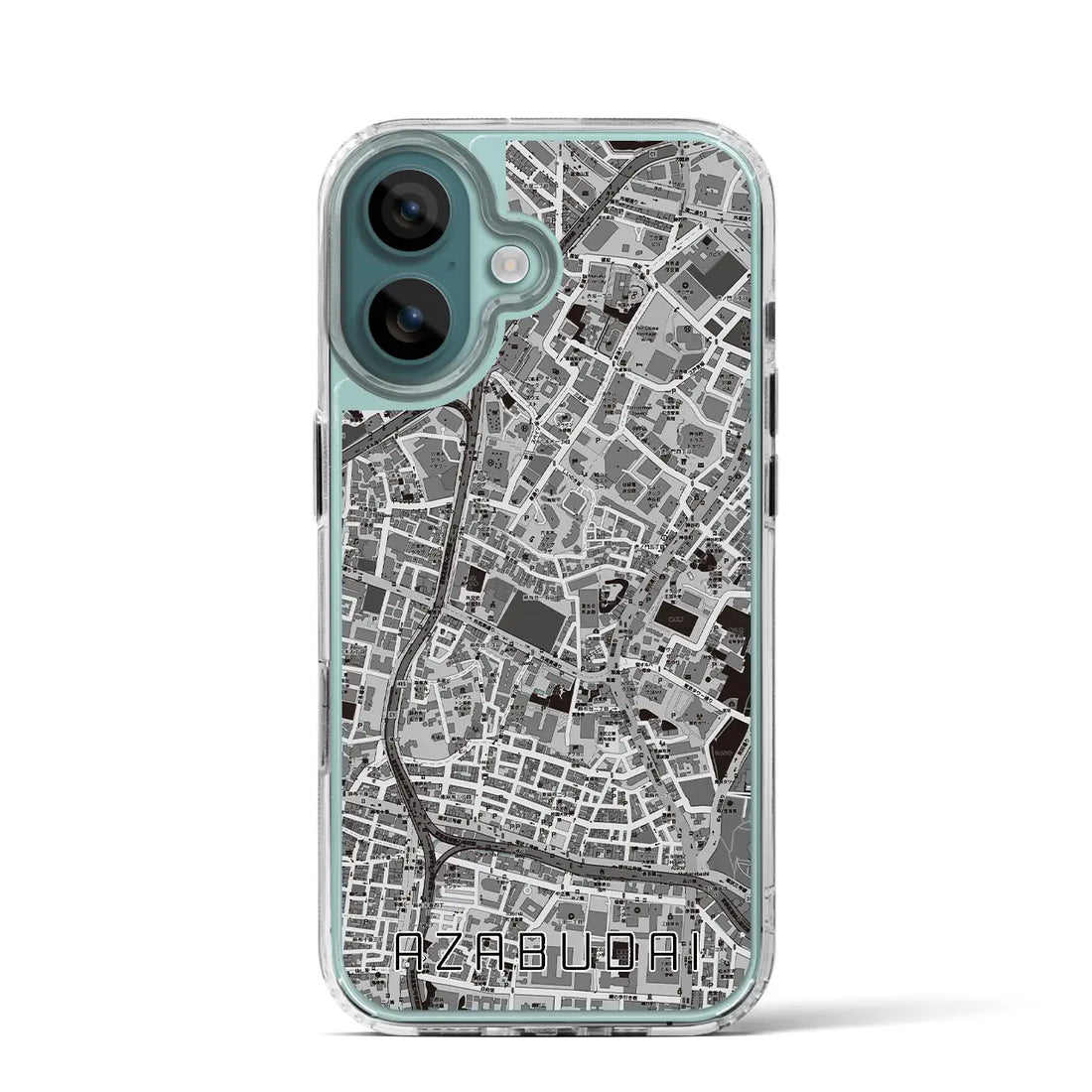【麻布台（東京都）】地図柄iPhoneケース（MagSafeタイプ）モノトーン・iPhone 16 Pro 用