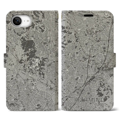 【あざみ野（神奈川県）】地図柄iPhoneケース（手帳タイプ）