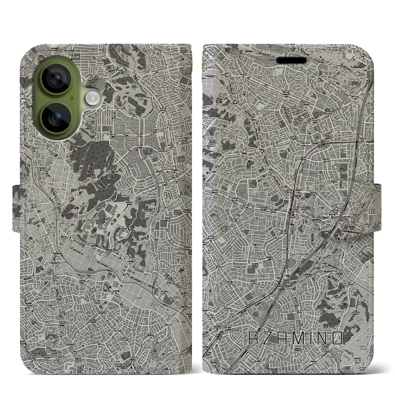 【あざみ野（神奈川県）】地図柄iPhoneケース（手帳タイプ）