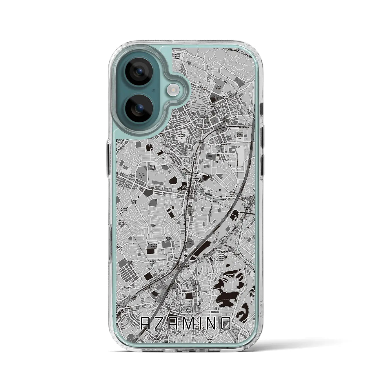 【あざみ野（神奈川県）】地図柄iPhoneケース（MagSafeタイプ）モノトーン・iPhone 16 Pro 用