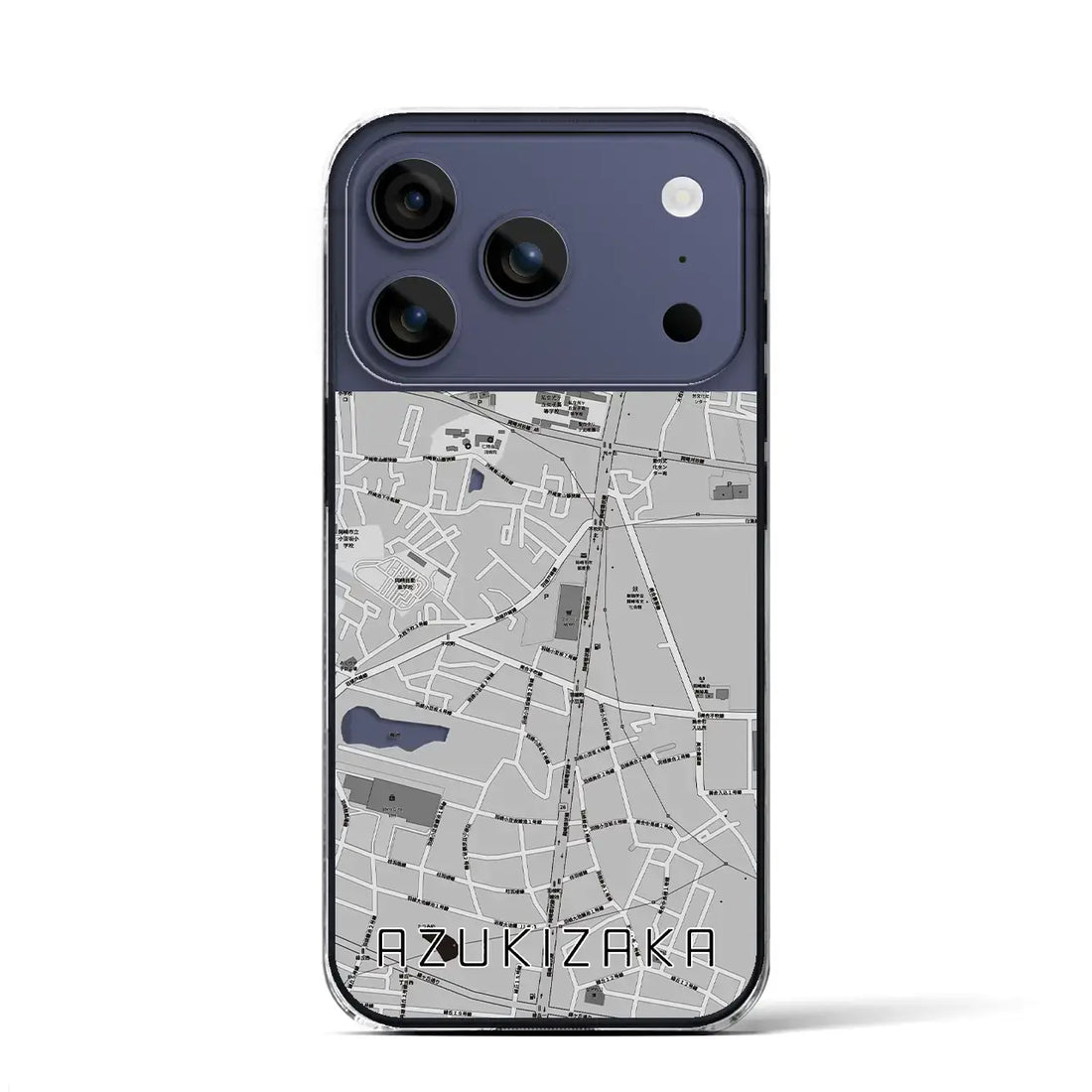 【小豆坂（愛知県）】地図柄iPhoneケース（クリアタイプ）モノトーン・iPhone 17 Pro Max 用