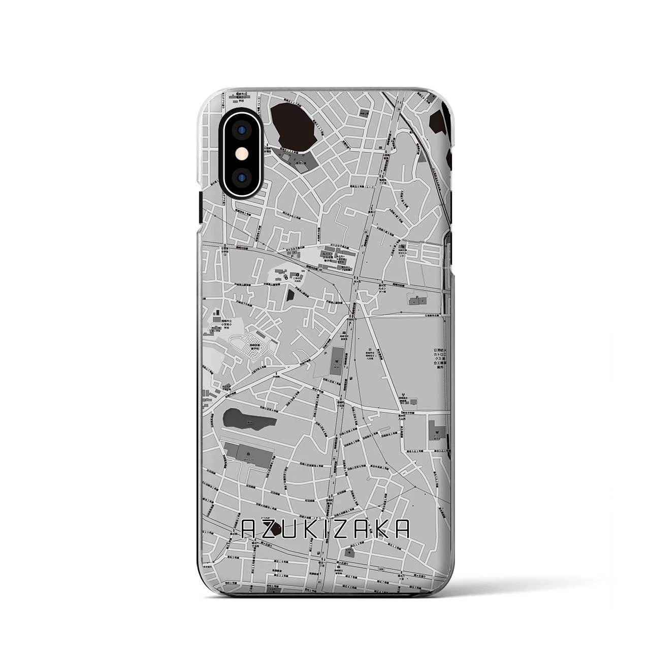 【小豆坂（愛知県）】地図柄iPhoneケース（クリアタイプ）モノトーン・iPhone XS / X 用