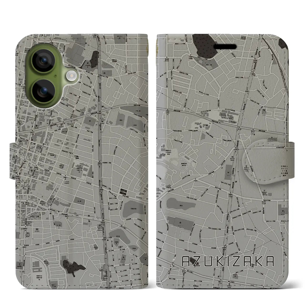 【小豆坂（愛知県）】地図柄iPhoneケース（手帳タイプ）