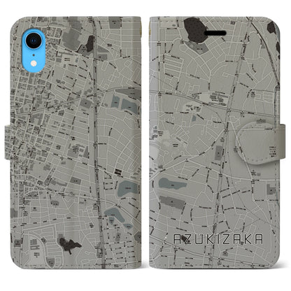 【小豆坂（愛知県）】地図柄iPhoneケース（手帳タイプ）モノトーン・iPhone XR 用