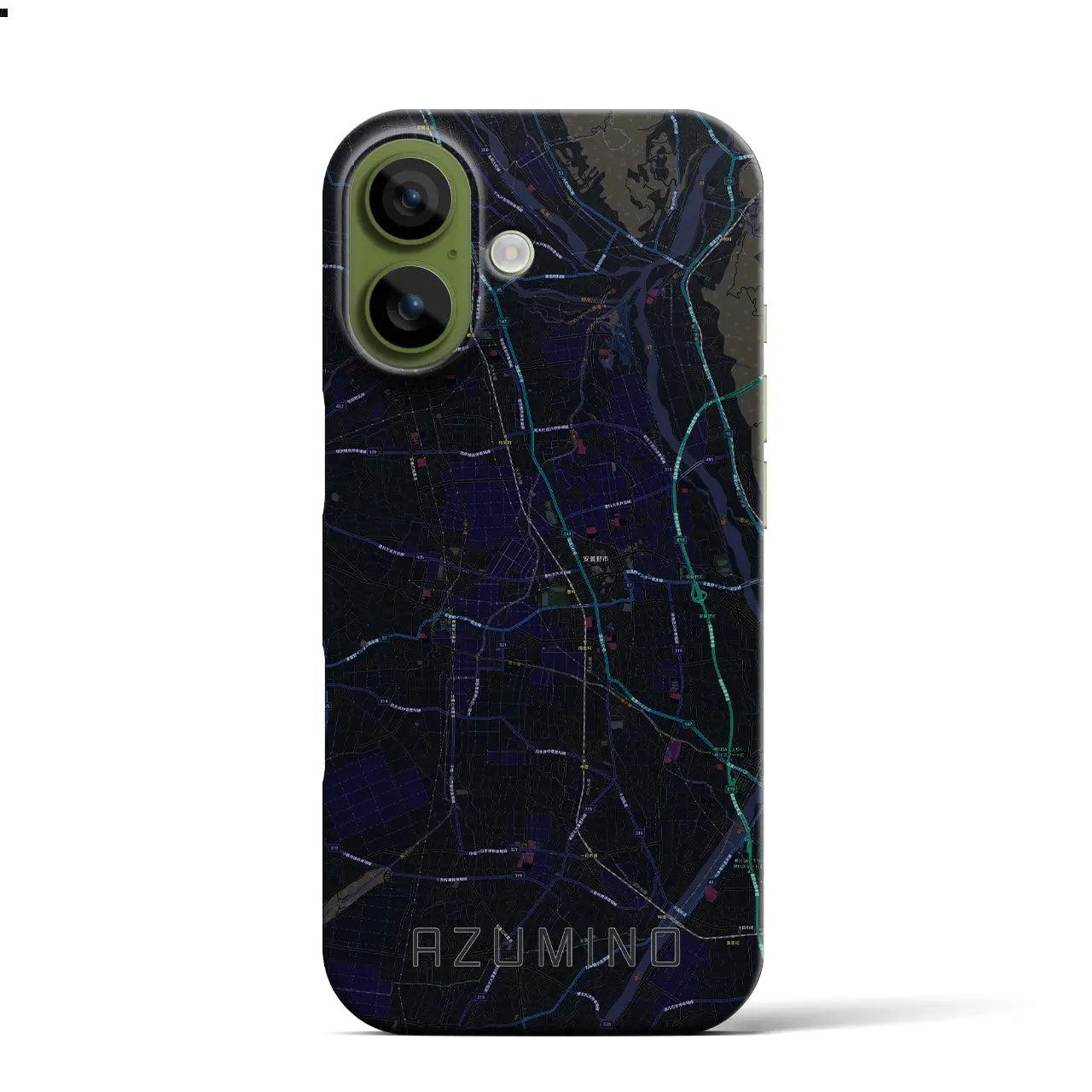 【安曇野（長野県）】地図柄iPhoneケース（バックカバータイプ）