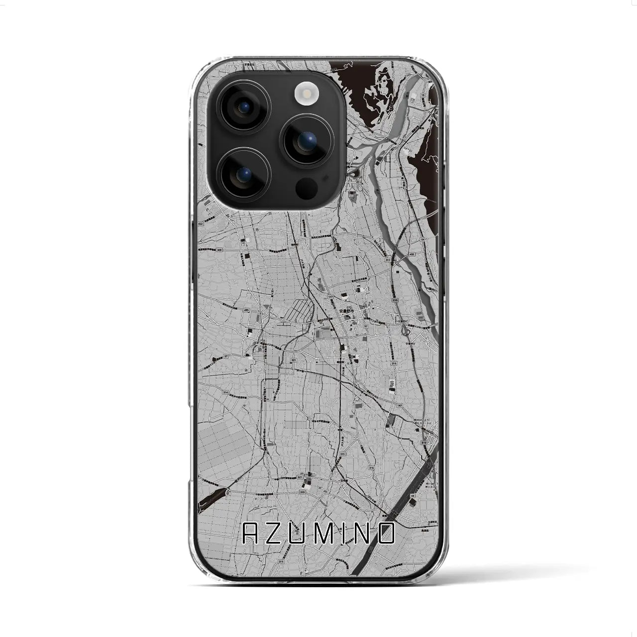 【安曇野（長野県）】地図柄iPhoneケース（クリアタイプ）