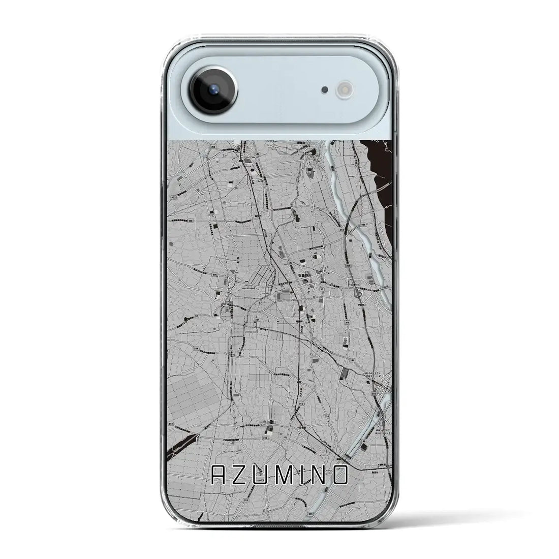 【安曇野（長野県）】地図柄iPhoneケース（クリアタイプ）モノトーン・iPhone 17 Pro Max 用