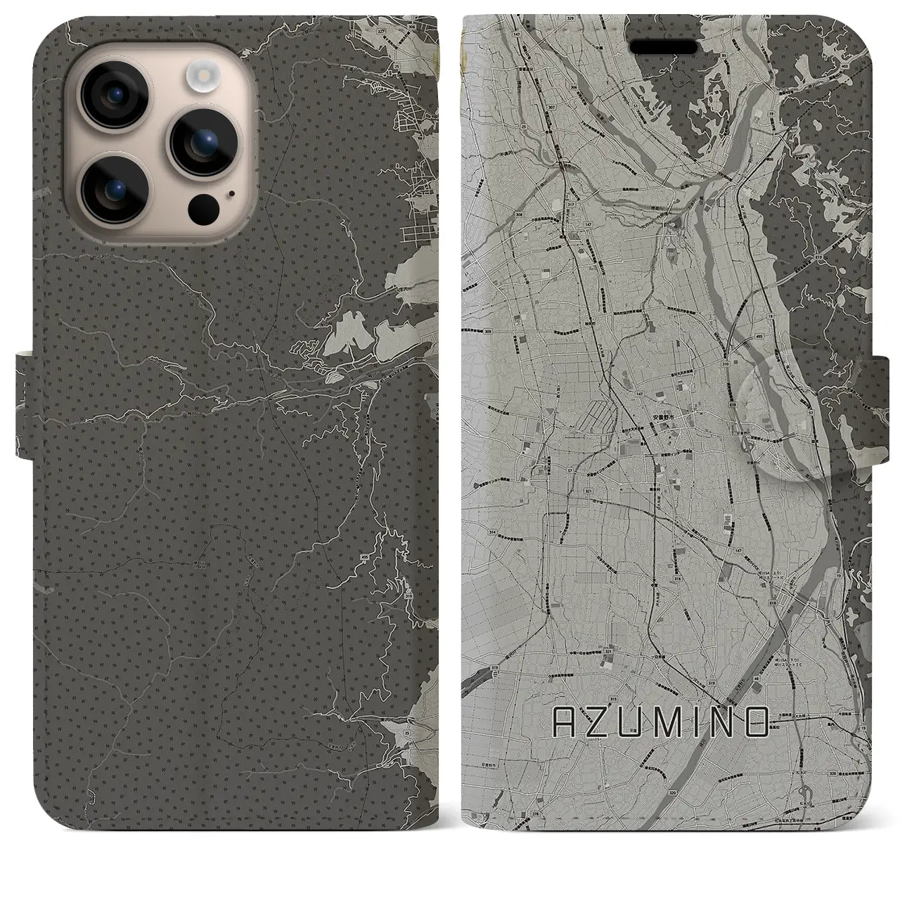 【安曇野（長野県）】地図柄iPhoneケース（手帳タイプ）