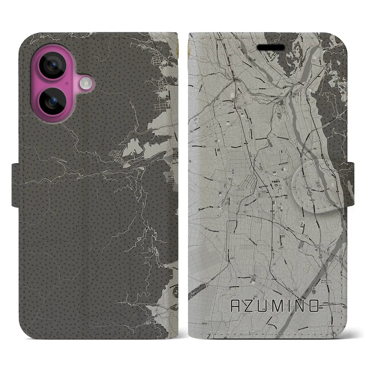 【安曇野（長野県）】地図柄iPhoneケース（手帳タイプ）