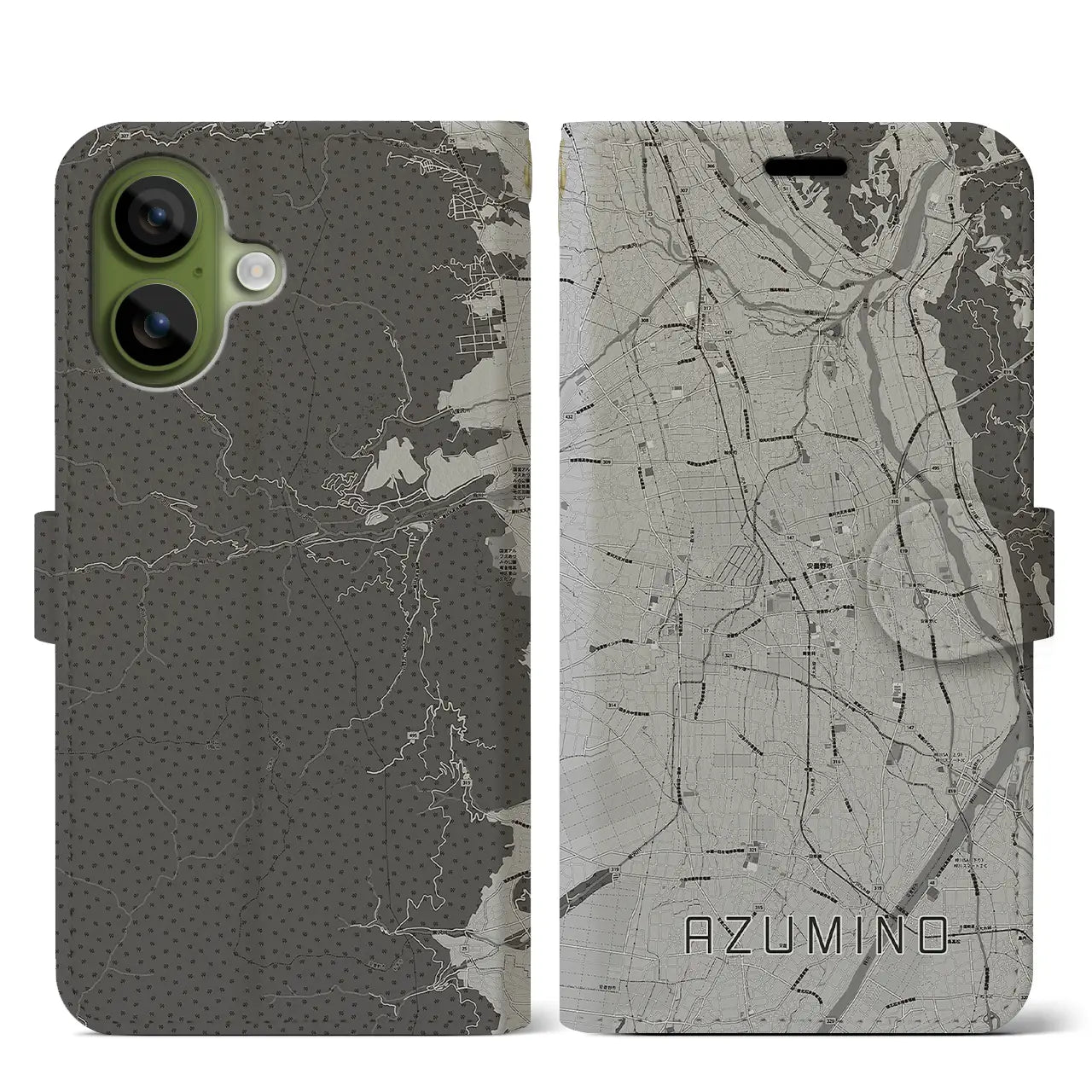 【安曇野（長野県）】地図柄iPhoneケース（手帳タイプ）