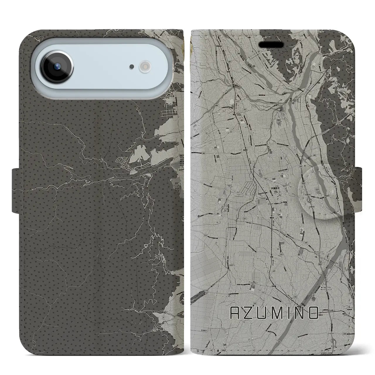 【安曇野（長野県）】地図柄iPhoneケース（手帳タイプ）