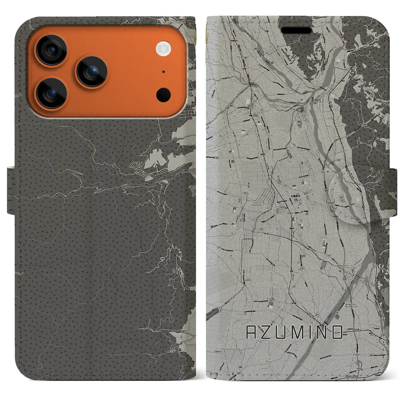 【安曇野（長野県）】地図柄iPhoneケース（手帳タイプ）