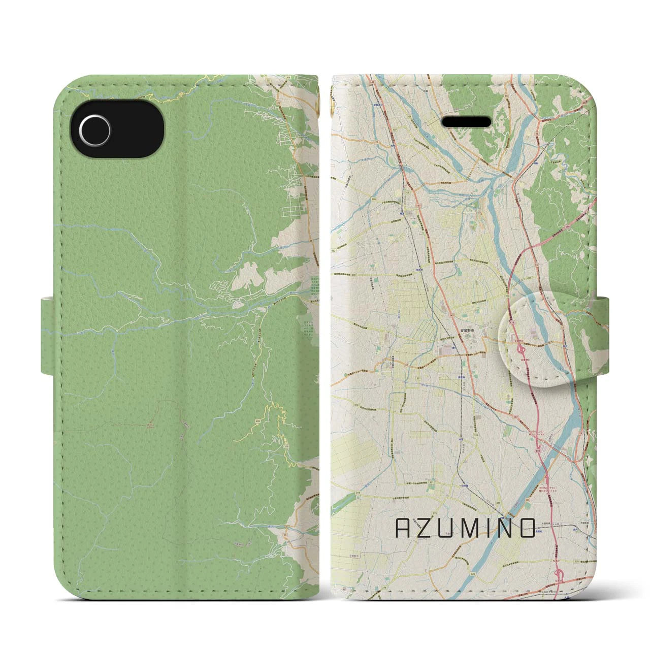 【安曇野（長野県）】地図柄iPhoneケース（手帳タイプ）