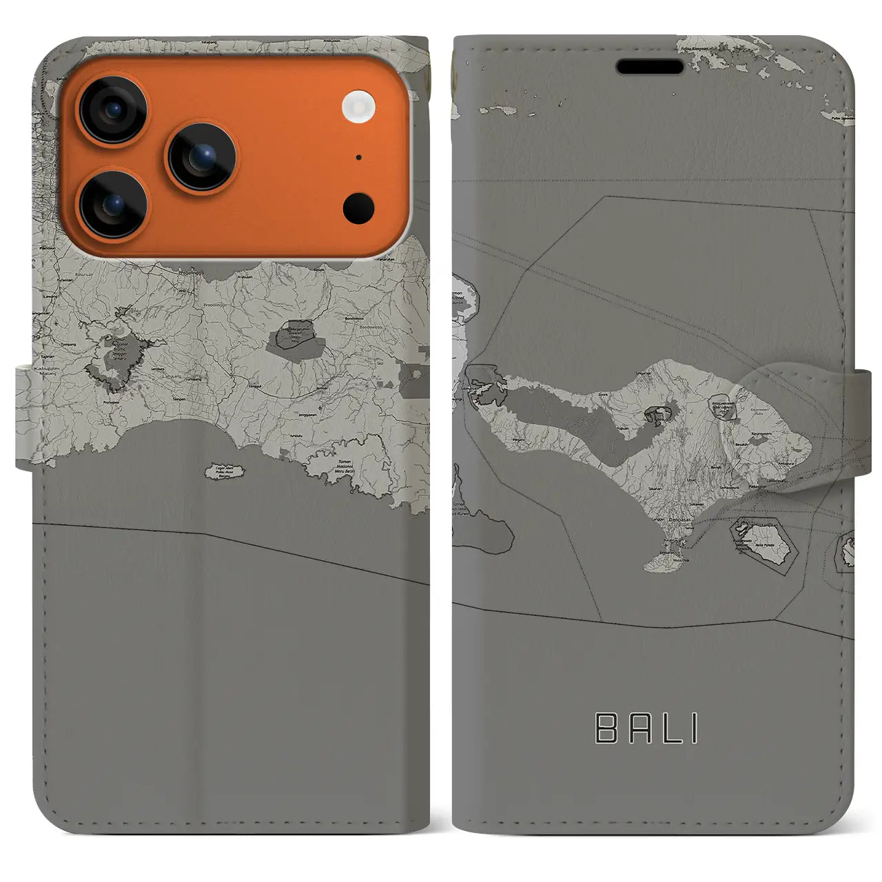 【バリ（インドネシア）】地図柄iPhoneケース（手帳タイプ）