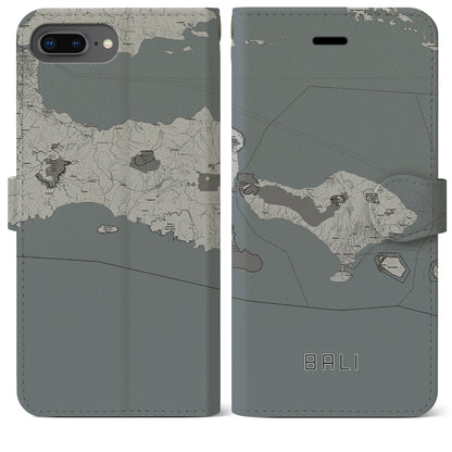 【バリ（インドネシア）】地図柄iPhoneケース（手帳タイプ）モノトーン・iPhone 8Plus /7Plus / 6sPlus / 6Plus 用